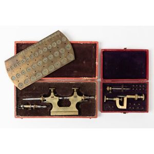 Two cased watchmakers tools including a French Jacot tool,…
