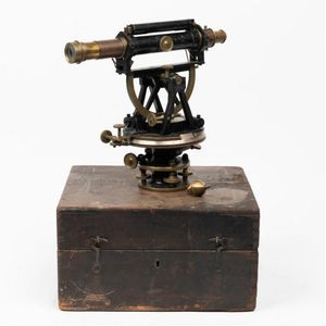 A brass half circle theodolite by Troughton & Simms, London, in…