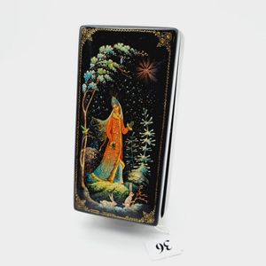 Trinket box, Russian lacquered hand painted box depicting lady…