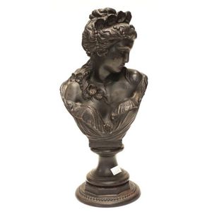 Russian cast iron bust of a lady, registration marks to base,…