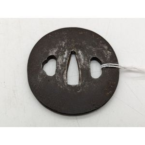 Simple Tsuba Edo Period Japanese Iron Tsuba with Simple Design, 70mm - Zother - Oriental