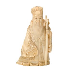 A Chinese ivory figure of an old man, Shou Lao, 20th century