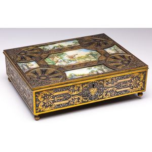 French 19th Century Jewellery Box with Engraved Copper and Brass ...