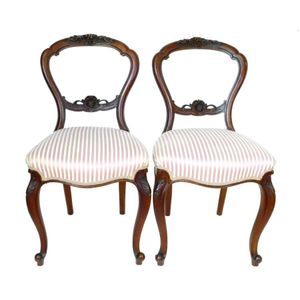 A set of six Victorian walnut framed balloon back dining chairs,&hellip;