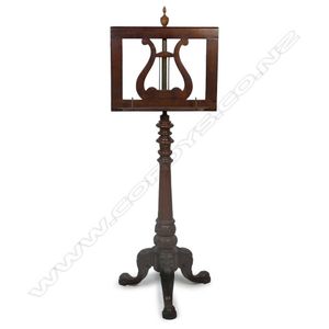 A Victorian mahogany music stand, the sheet holder with…