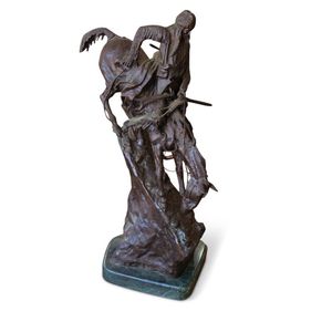 After Frederic Remington 'The mountain Man' bronze figure,…