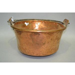Antique French brass cooking pot.