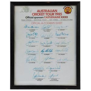 1985 Australian Cricket Tour Team Sheet with 19 Signatures - Sporting ...