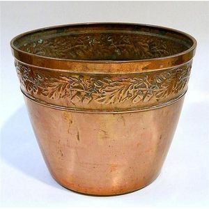 Antique French brass cooking pot.