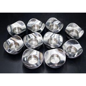 Ten Georg Jensen tea light candle holders stainless steel, 8.5…