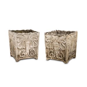 A pair of foliate patterned square jardinieres, French circa…