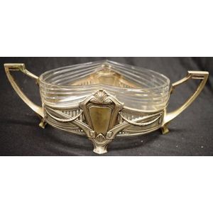 Art Nouveau WMF plated bowl oval glass bowl, in silver plate…