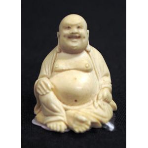 Miniature Carved Ivory Buddha Figurine - Zother - Oriental