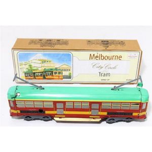 A wind-up tin toy Melbourne city circle Tram, in original box,…