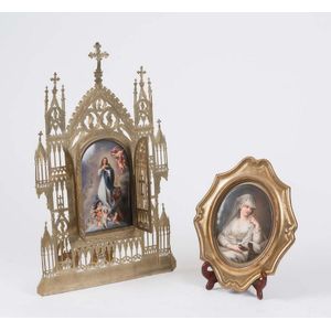 Two German porcelain panels, 19th century, one of a the Virgin…