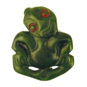 A Pounamu hei tiki, Marsden Flower variety, of rich green…