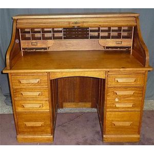 Oak Roll Top Desk with Fitted Interior and Writing Slides - Desks ...