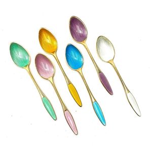 Six Frigast, Denmark sterling silver, gilt & guilloche enamel&hellip;