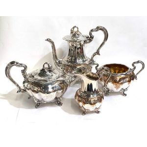 Vintage English EPNS Marked Silver Plate Metal Gold Brass Teapot Tea Pot  Ornate Decorated circa 1920-30's