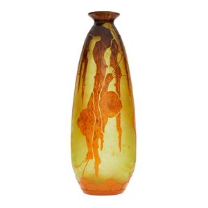 A Le verre Francais 'Escargots' cameo glass vase in orange, the&hellip;