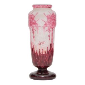A Le verre Francais 'Rhododendrons' cameo glass vase in pink,&hellip;