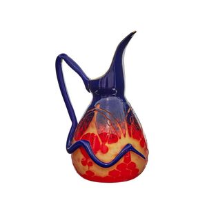 A Le verre Francais 'Begonias' cameo glass ewer in blue and&hellip;