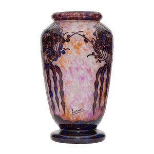 A Le verre Francais 'Giroflees' cameo glass vase in purple, the&hellip;
