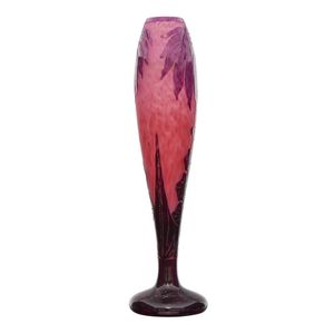 A Le verre Francais 'Dahlias' cameo glass vase in purple, the&hellip;
