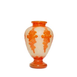A Le verre Francais 'Dattiers' cameo glass vase in orange, of&hellip;