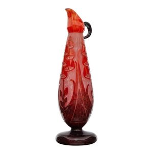 A Le verre Francais 'Digitales' cameo glass ewer in orange, of&hellip;