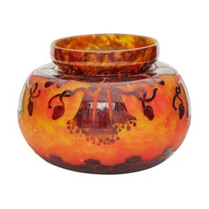 A Le verre Francais 'Campanules' cameo glass vase in orange and&hellip;