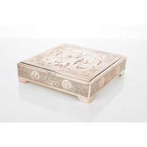 Iranian silver cigar box, c. 1970, of square shape, the lid…