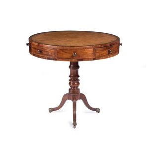 A small George III mahogany drum table, circa 1810. 74 cm high,…