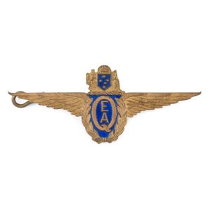 Qantas Empire Airways pilot badge, gilt wings with blue enamel,…