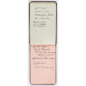 A leather-bound autograph book containing Hubert Wilkins (Feb.…
