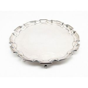 Sterling silver salver, solid silver salver with scalloped edge…