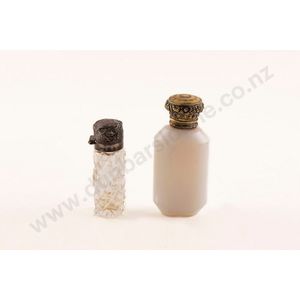 Victorian opaque milk glass salts bottle embossed silver gilt&hellip;