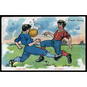 1907 Valentine's picture postcard 'Football Cartoons - A…