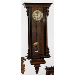 A Vienna regulator wall clock in walnut and ebonised timber… - Clocks ...