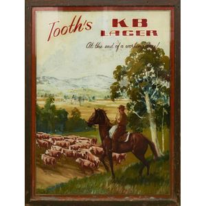 Tooths K.B. Lager, framed advertising handpainted glass sign,…