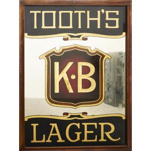 Tooths K.B. Lager, framed advertising mirror, K.B. Shield…