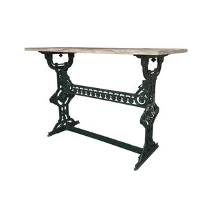 Coalbrookdale style green painted cast iron garden table, early…