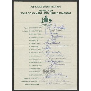 1975 Australian team to World Cup, Canada & United Kingdom,…