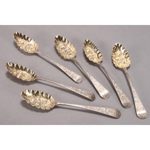 George III Sterling Silver Berry Spoons, London 1791, Crested Handles ...