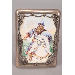 Russian Silver Cigarette Case with Warrior and Peacock Design - Russian ...