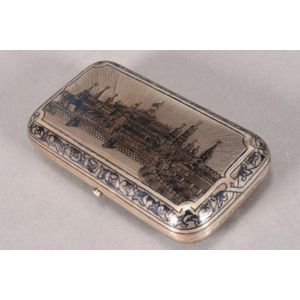 Imperial Russian Niello Silver Cigarillo Case (Moscow, 1873