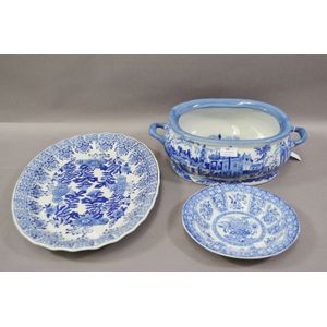 Modern Blue & white twin handled jardiniere, antique Spode&hellip;