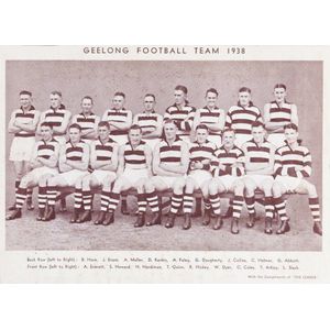 Geelong: 1938-72 football posters, with 1938 The Leader 'Team…