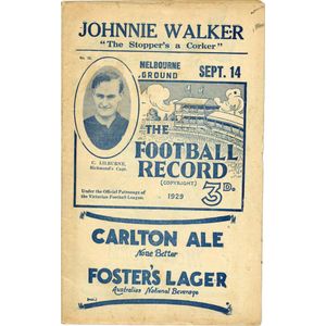 1929 'Football Record' comprising No.1 Carlton v Essendon; No.…