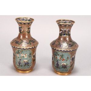 Antique Pair of Small Plique-a-Jour cheapest Vase